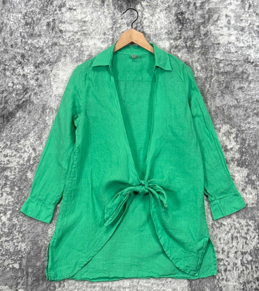 PQ Swim Millie Tie Cover Up XS / Small Womens Green Linen Long Sleeve